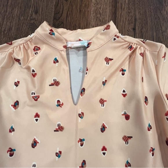 Vintage tunic acorn autumn print v-neckline bloused sleeves hippy - Picture 9 of 16